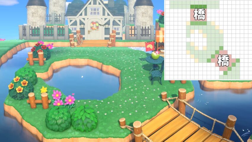 あつ森 自宅周辺をクリエイト 三日月型の島を渡って自宅へ ここlog