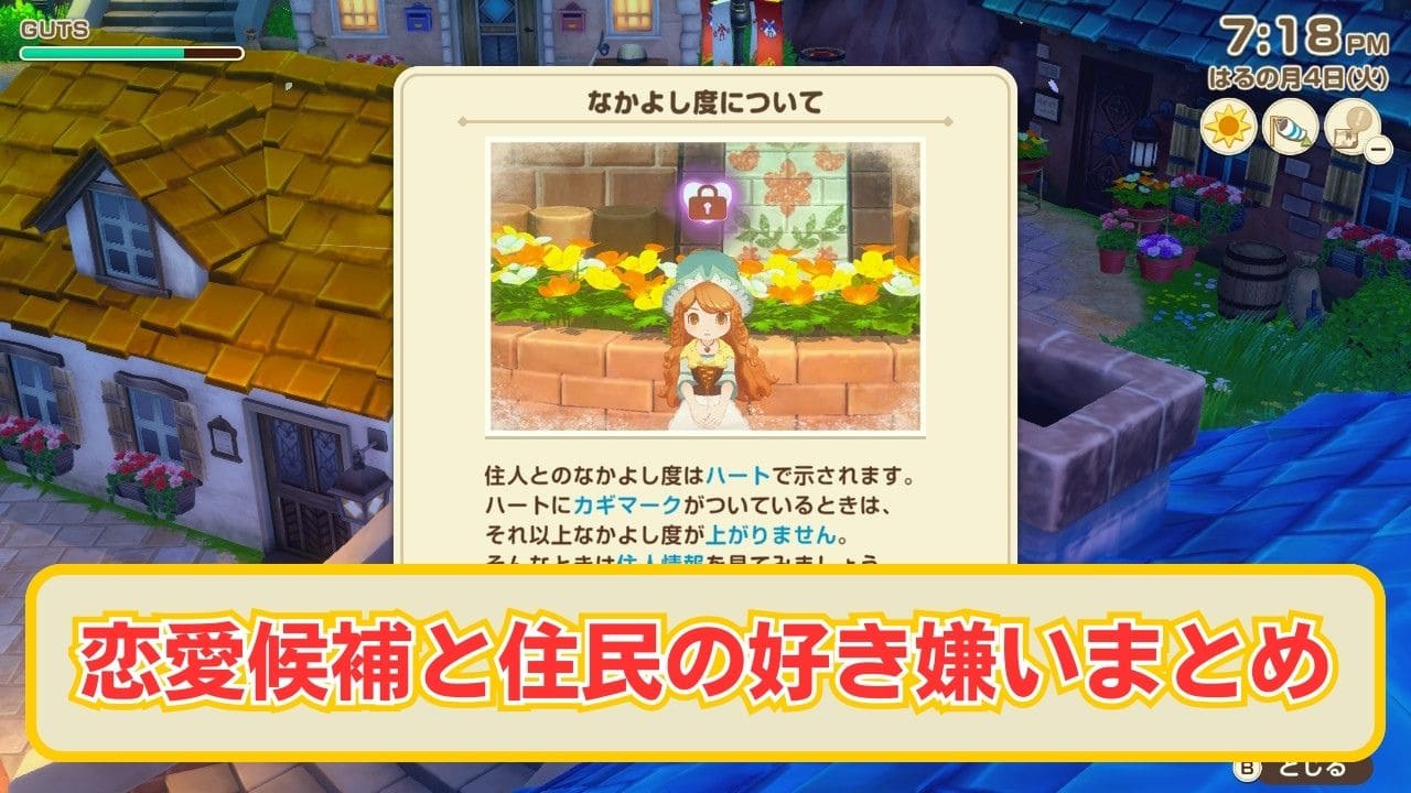 【風のグランドバザール】恋愛候補と住民の好き嫌い一覧まとめ【牧場物語】