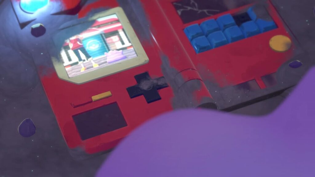 ポケモン図鑑に映るメタモンとトレーナーらしき人
