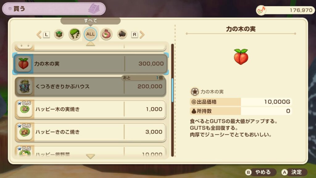 ポロポロ屋で買える2回目の力の木の実