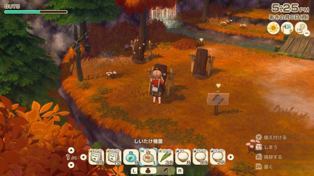 きのこ原木に種菌を植え付ける