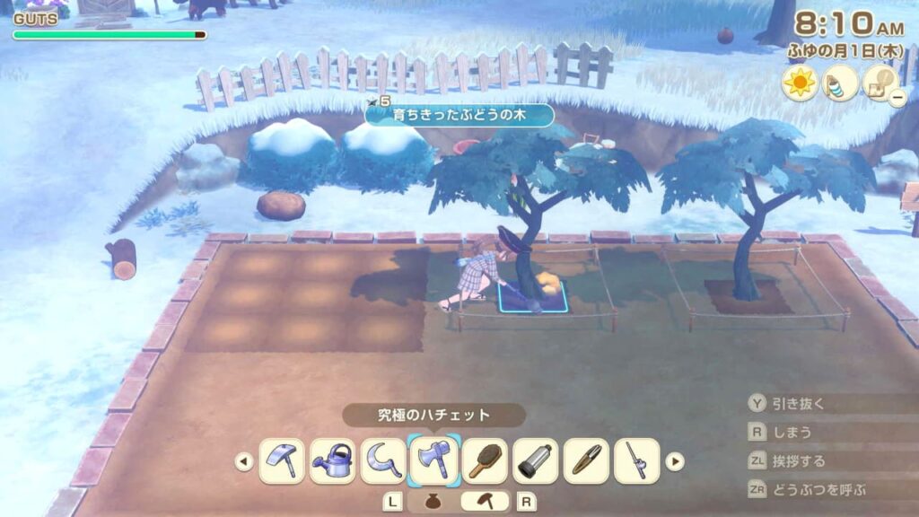 果樹を引っこ抜く