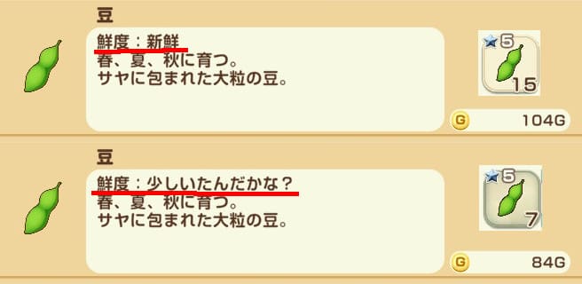 鮮度に関するメッセージ