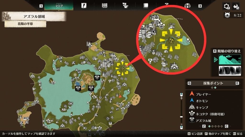 ペイントの実が落ちる木の場所