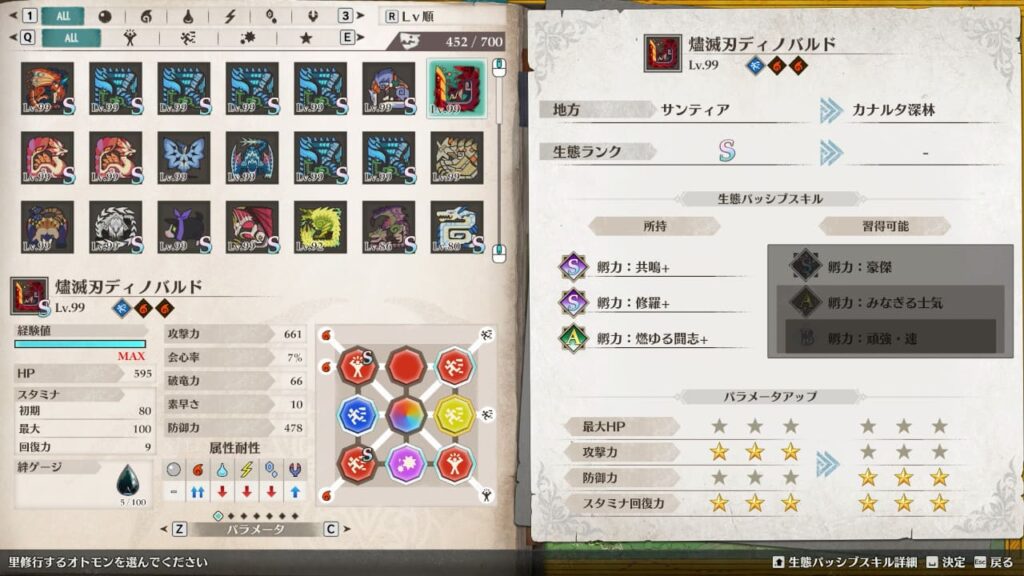 燼滅刃ディノバルドを里修行に出そうとしている