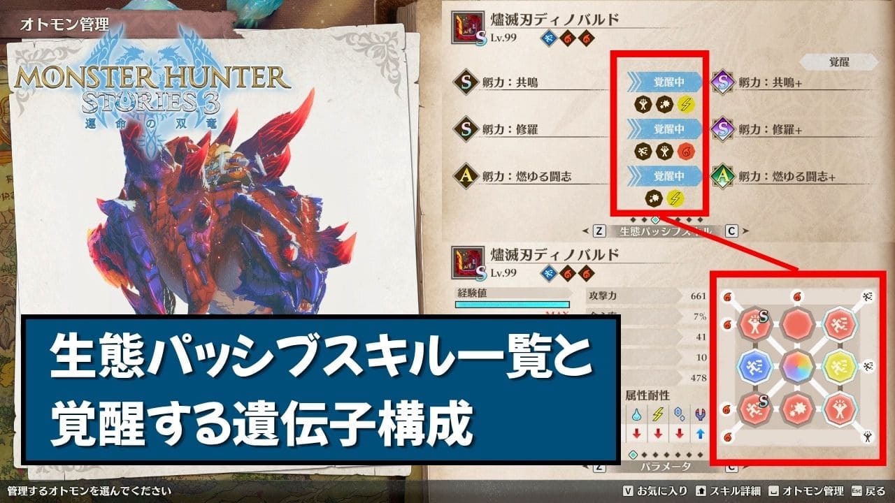 【ストーリーズ3】生態パッシブスキル一覧と覚醒方法【MHST3】