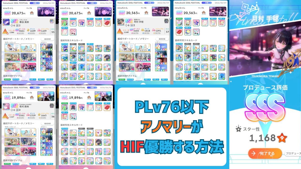 【学マス】Lv76以下アノマリーがHIF優勝する方法